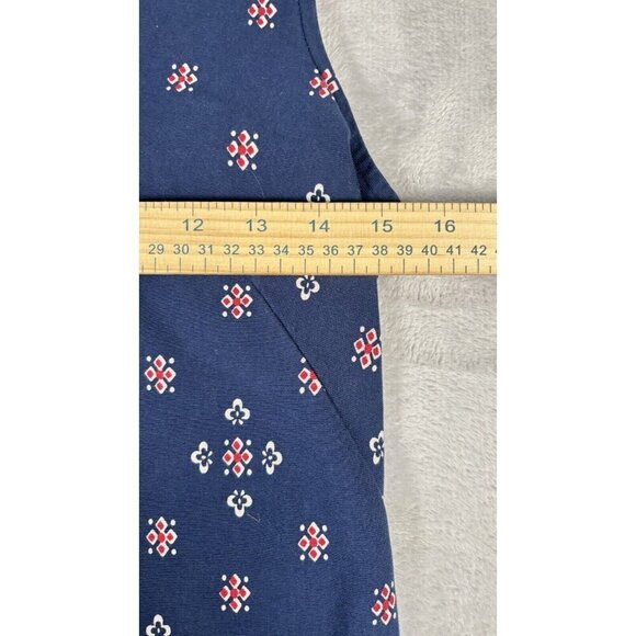 Talbots Sleeveless Midi Cotton Dress Navy Blue Red White Pattern Women's Sz Sp - Picture 3 of 7